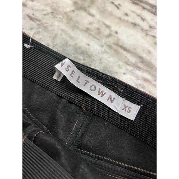 Tinseltown Boutique Faux Brown Leather Pull On Flare Pants Size XS - Picture 3 of 3